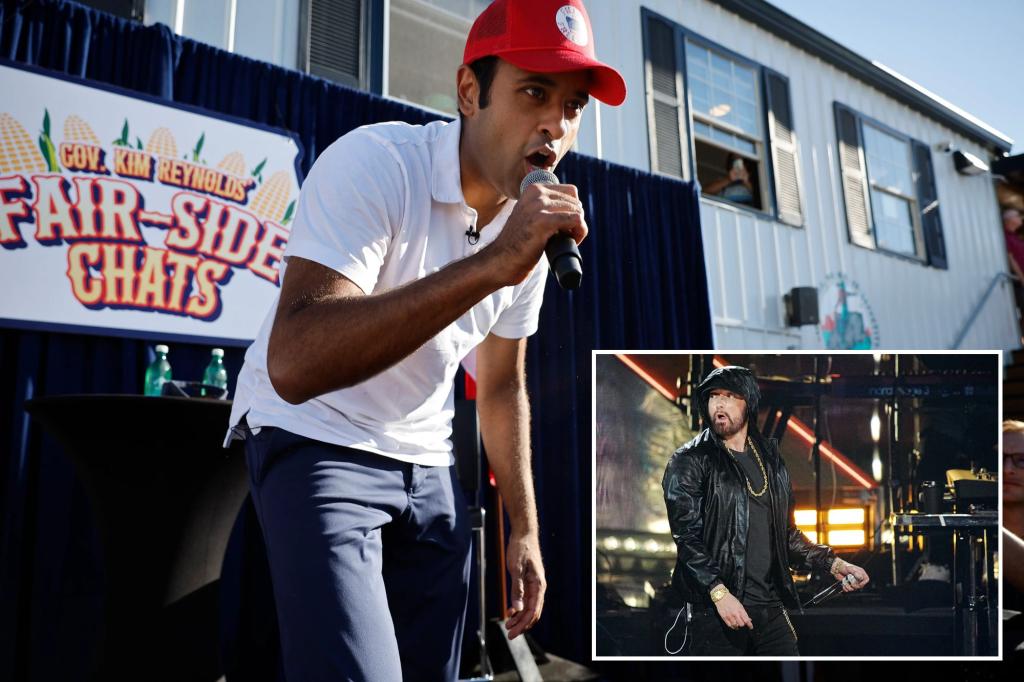 Vivek Ramaswamy to âleave the rapping to the real Slim Shadyâ after Eminem licenser’s cease-and-desist letter